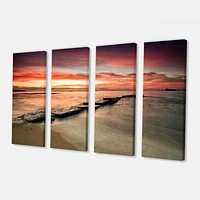 Wonderful Sunrise on Black Ocean Canvas Wall Art Panels