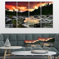 Rocky Mountain River at Sunset Canvas Wall Art
