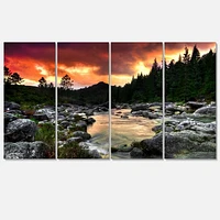 Rocky Mountain River at Sunset Canvas Wall Art
