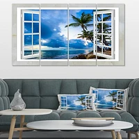 Window Open to Cloudy Blue Sky  Canvas Wall Art