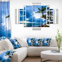 Window Open to Cloudy Blue Sky  Canvas Wall Art