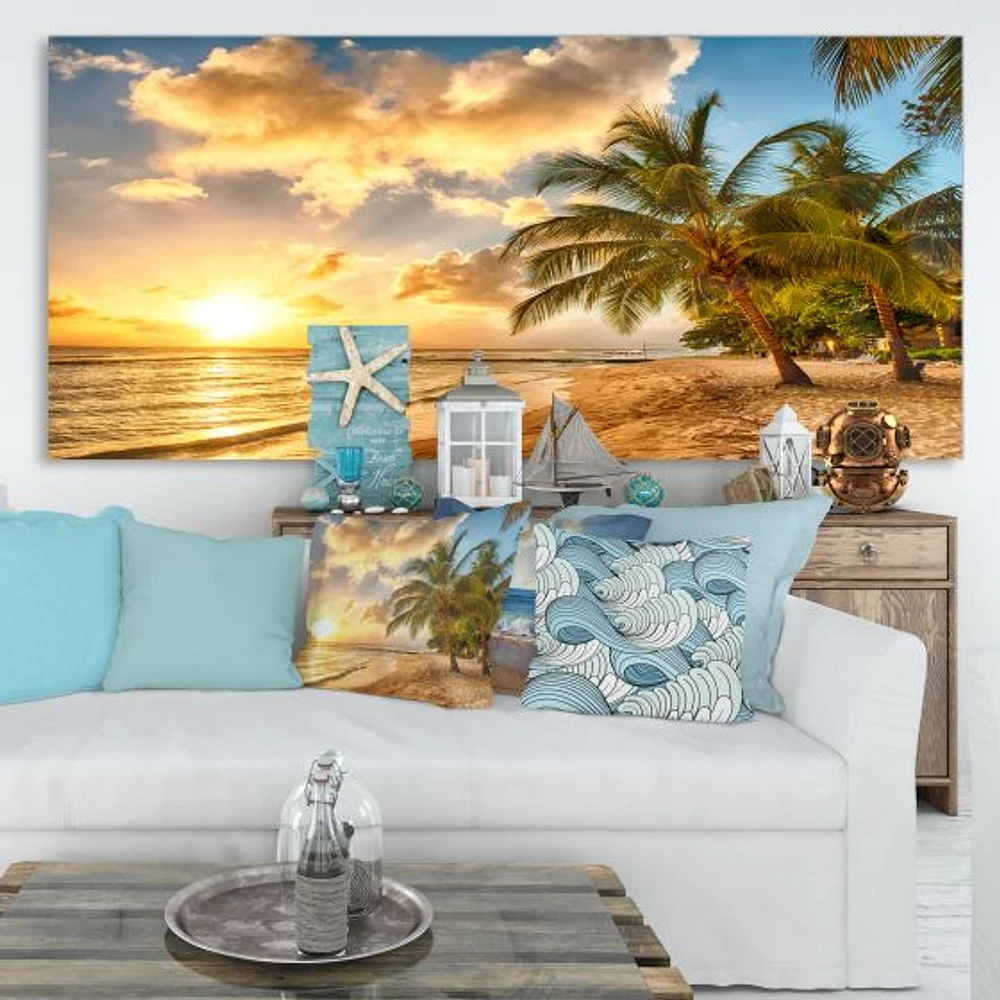 Gorgeous Beach of Island Barbados  Canvas Wall Art Print