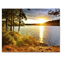 Beautiful View of Sunset over Lake Wall Artwork Print on Canvas