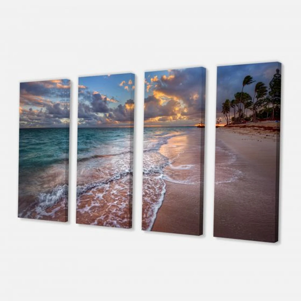 Palm Trees on Clear Sandy - 4 Art Print Canvas