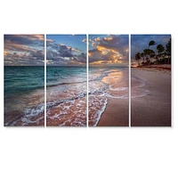 Palm Trees on Clear Sandy - 4 Art Print Canvas