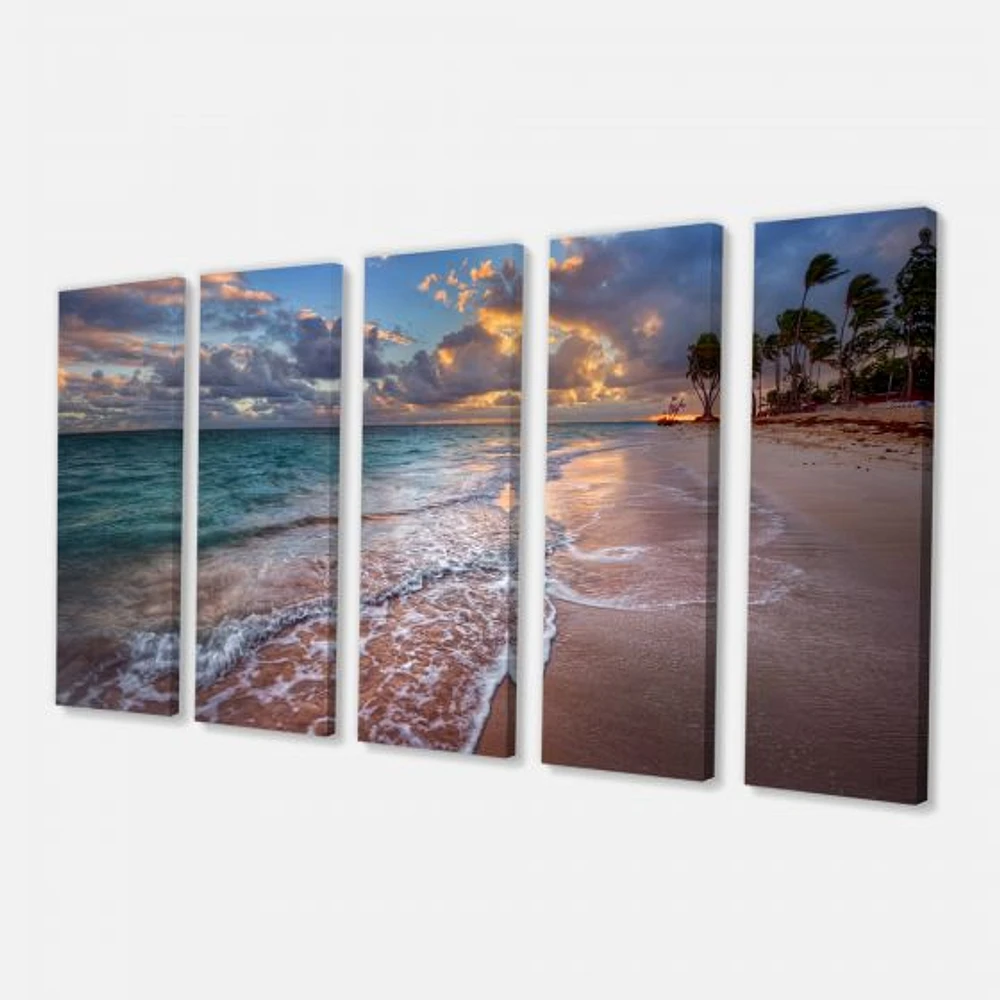 Palm Trees on Clear Sandy - 4 Art Print Canvas