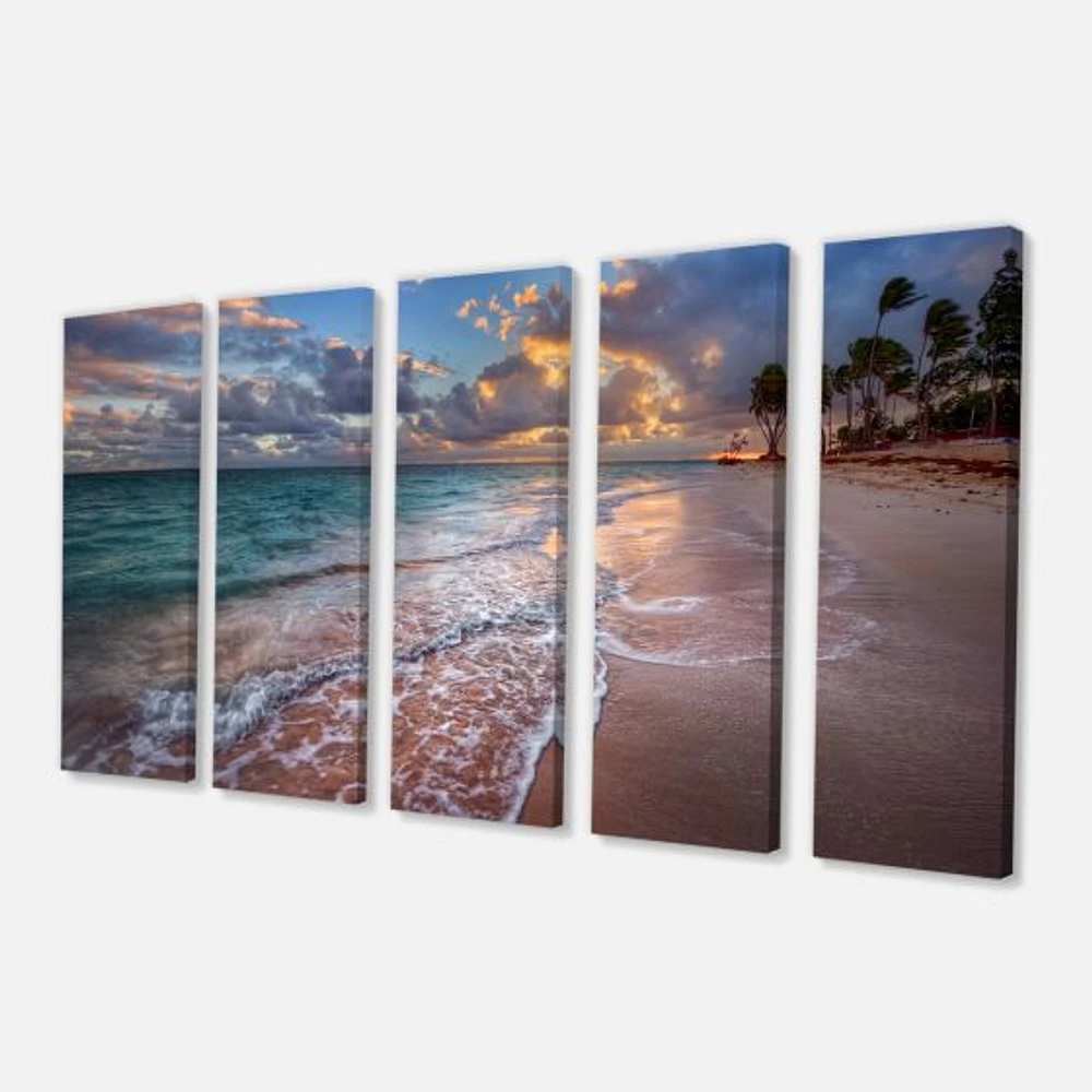 Palm Trees on Clear Sandy - 4 Art Print Canvas