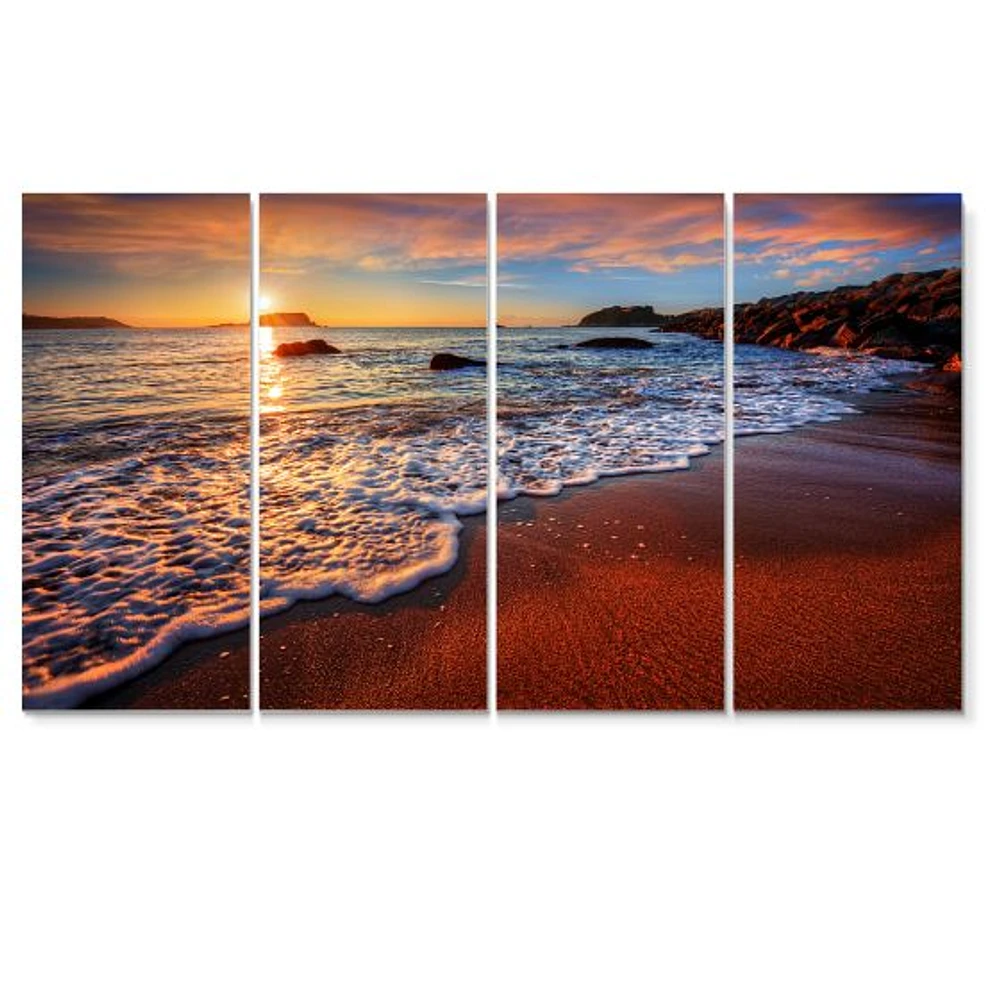 Stunning Ocean Beach at Sunset  Art Print on Canvas