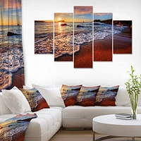 Stunning Ocean Beach at Sunset  Art Print on Canvas