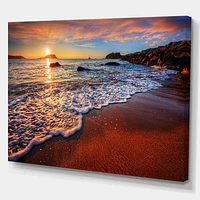 Stunning Ocean Beach at Sunset  Art Print on Canvas