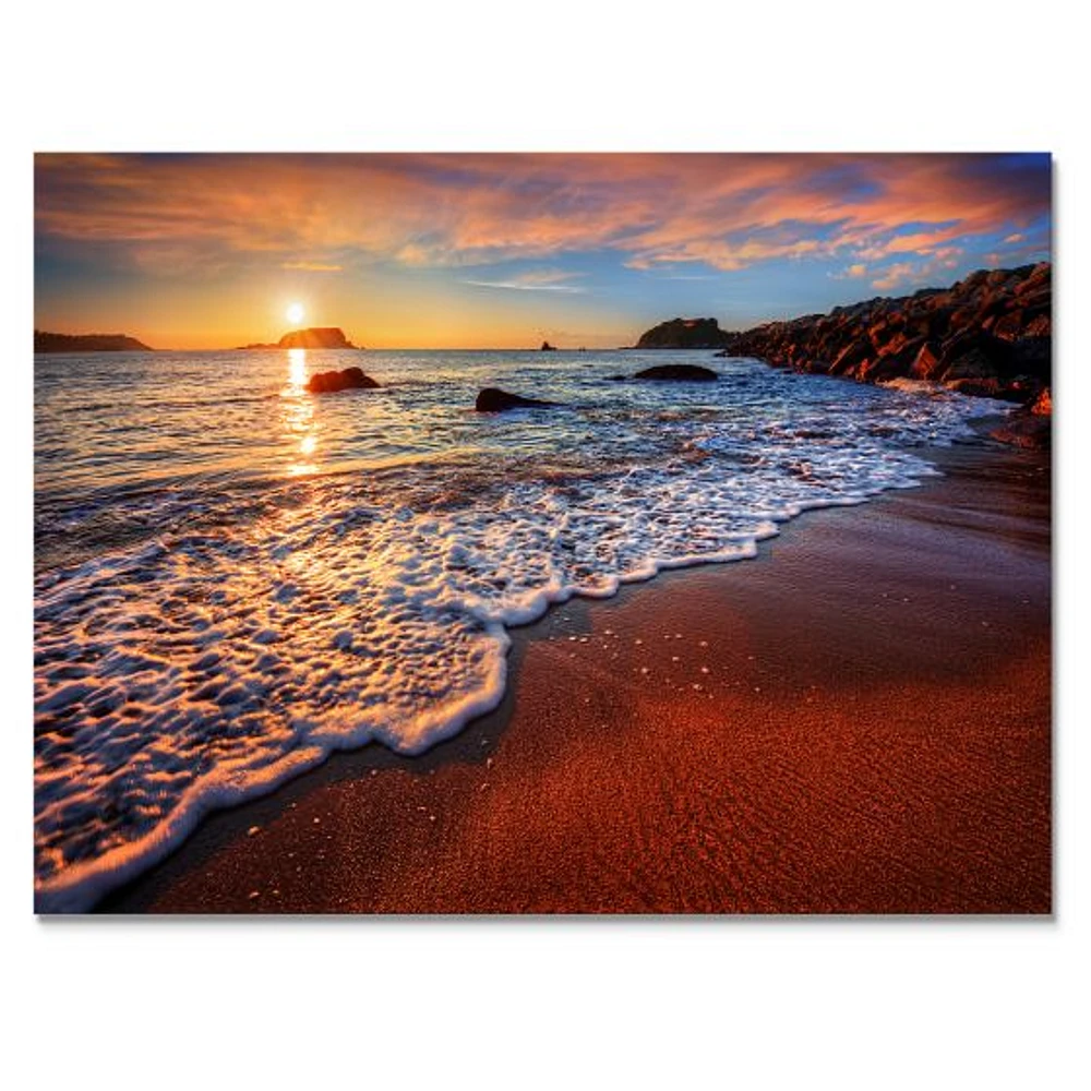 Stunning Ocean Beach at Sunset  Art Print on Canvas