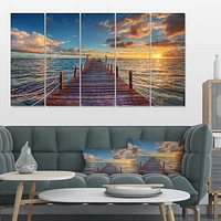 Brilliant Sunrise over Sea Pier  Canvas Wall Art