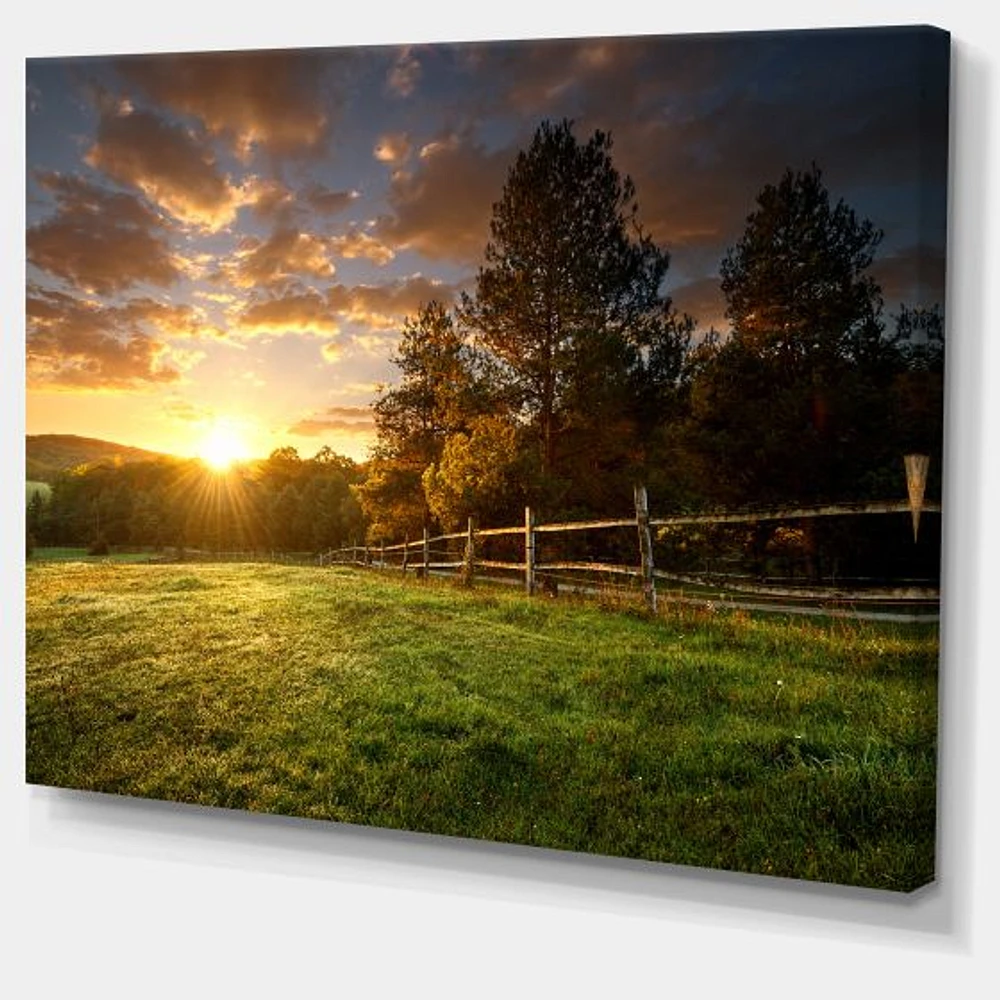 Fenced Ranch at Sunrise Wall Art