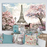Eiffel with Pink Flowers Canvas Art Print