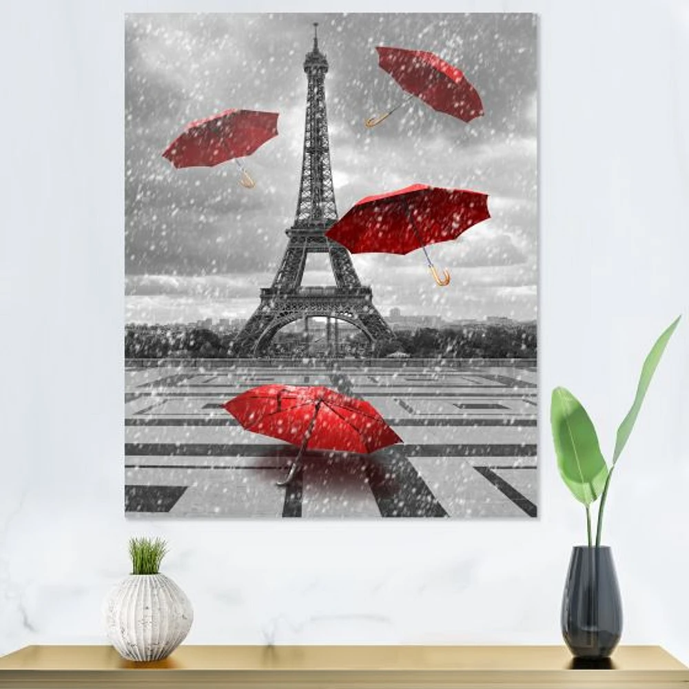 Flying Umbrella with Eiffel Tower  Canvas