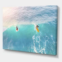 Surfers on A Bright Sunny Ocean Wave  Wall Art