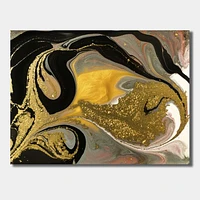 Gold and Black Marbled Rippled Texture I  Wall Art