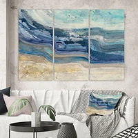 Coast Blue Sea Waves Watercolour  Canvas Art
