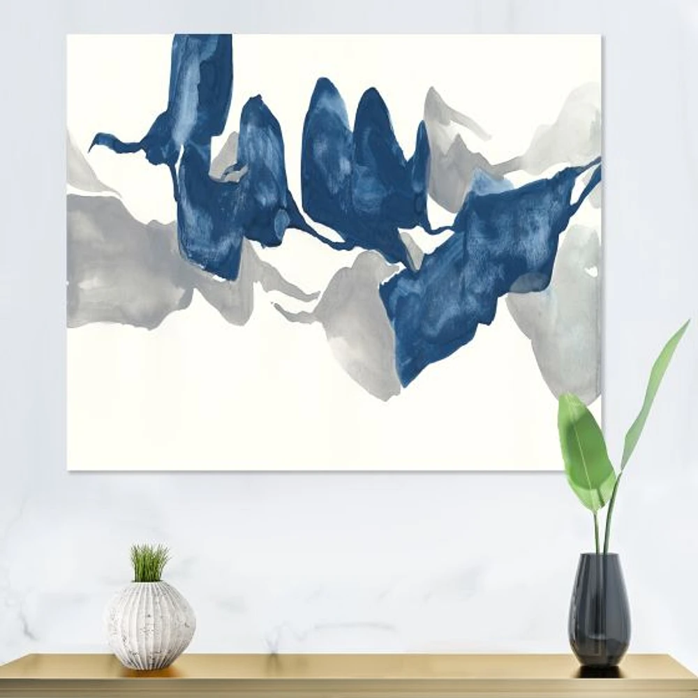 Gouache Sapphire on Gray  Canvas Wall Art