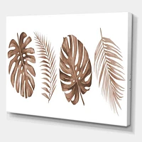 Tropical Monstera and Palm Leaf Terracotta  Wall Art