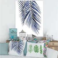 Blue Palm Leaves Abstract Tropical Branches  Wall Art