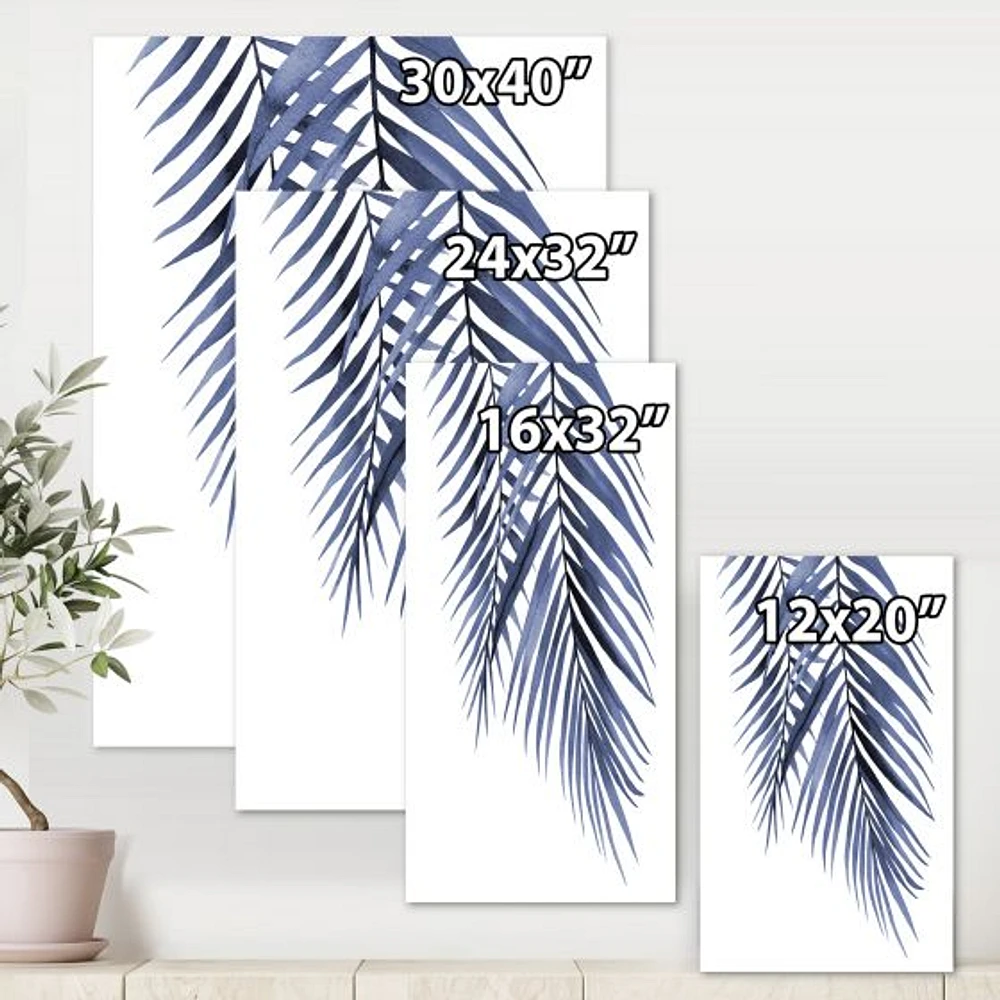 Blue Palm Leaves Abstract Tropical Branches  Wall Art