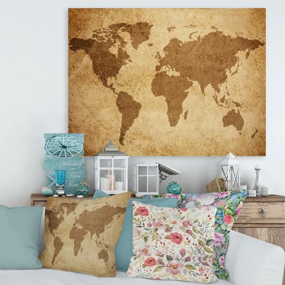 Ancient Map of The World V Canvas Wall Art