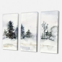 Christmas Minimalistic Forest Landscape and Snow Canvas Wall Art