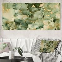 Green Luxury Abstract Fluid Art I Canvas Wall Print