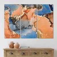 Toile imprimée « Blue and Orange Luxury Abstract Fluid Art I