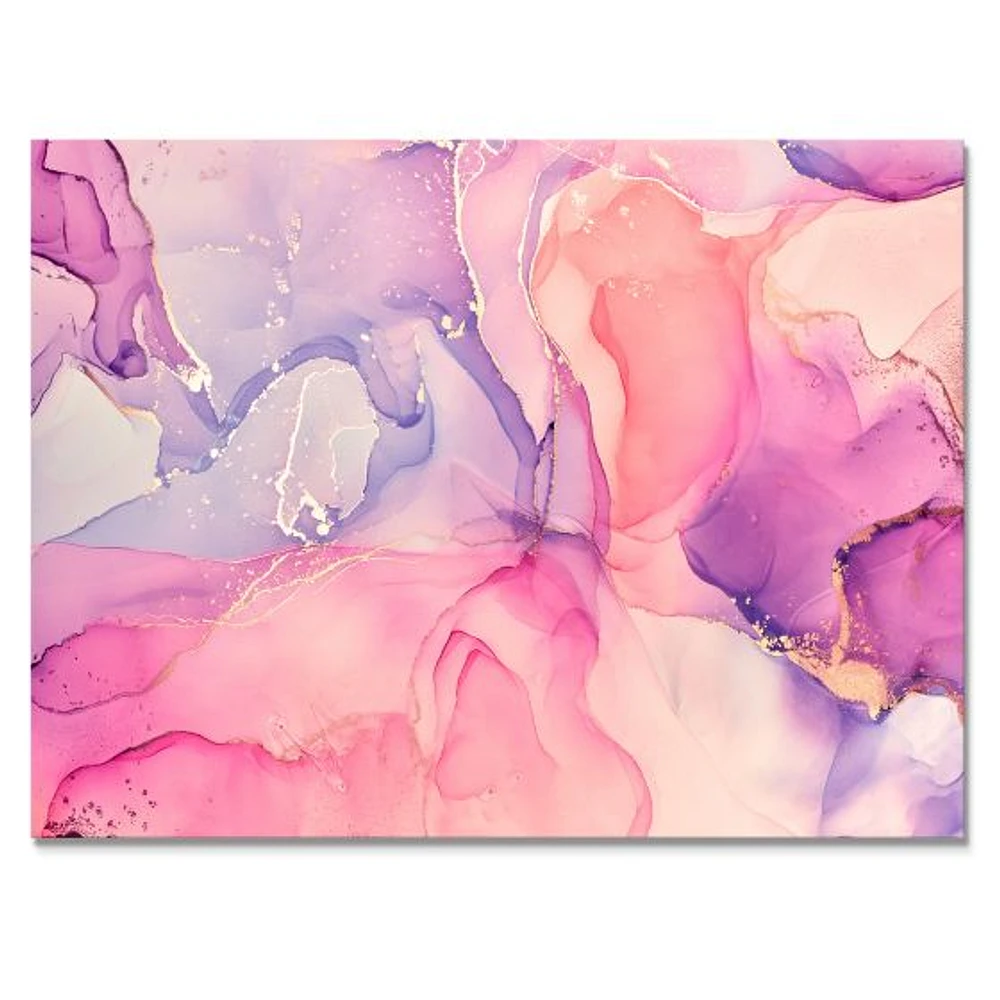 Pink and Purple Abstract Marble Texture I Canvas Wall Art Print