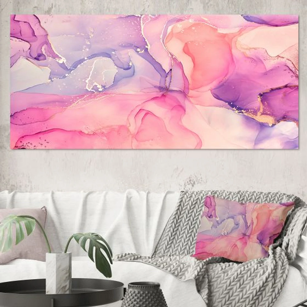 Pink and Purple Abstract Marble Texture I Canvas Wall Art Print