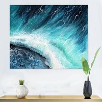 Navy Blue Ocean Waves with White Seafoam I Canvas Wall Art Print