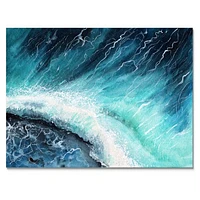 Navy Blue Ocean Waves with White Seafoam I Canvas Wall Art Print