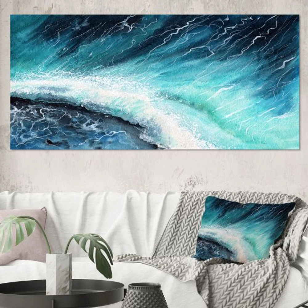Navy Blue Ocean Waves with White Seafoam I Canvas Wall Art Print