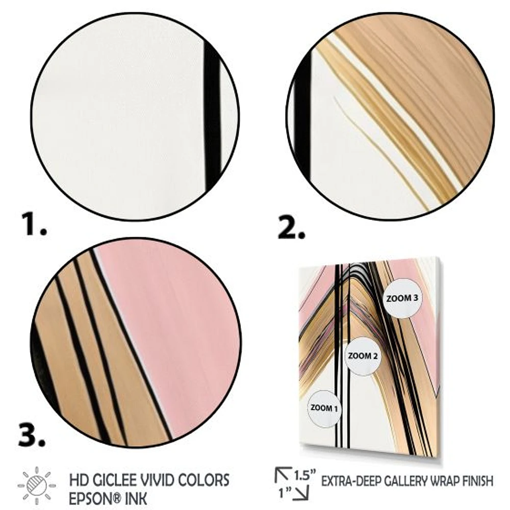 Minimalism Pink And Gold Cubic Fusion V Wall Art