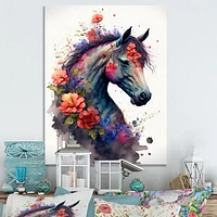 Cute Horse Floral Art I Wall