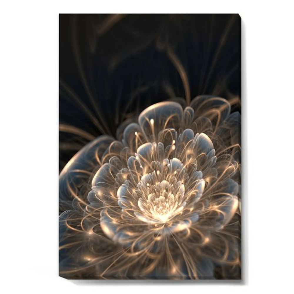 Fractal Flower with Golden Rays  Canvas Art Print
