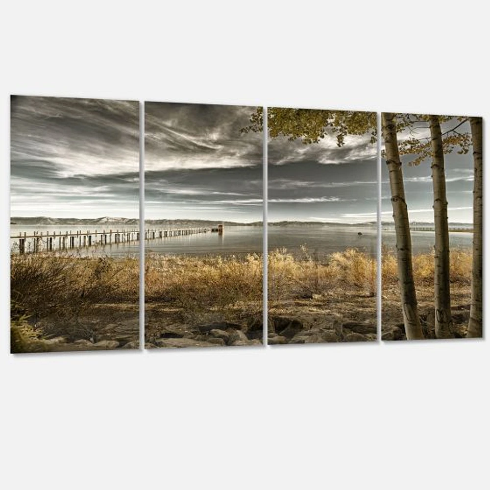Pier Brown Lake  Canvas Art Print