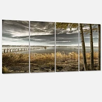 Pier Brown Lake  Canvas Art Print