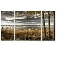 Pier Brown Lake  Canvas Art Print