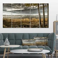 Pier Brown Lake  Canvas Art Print