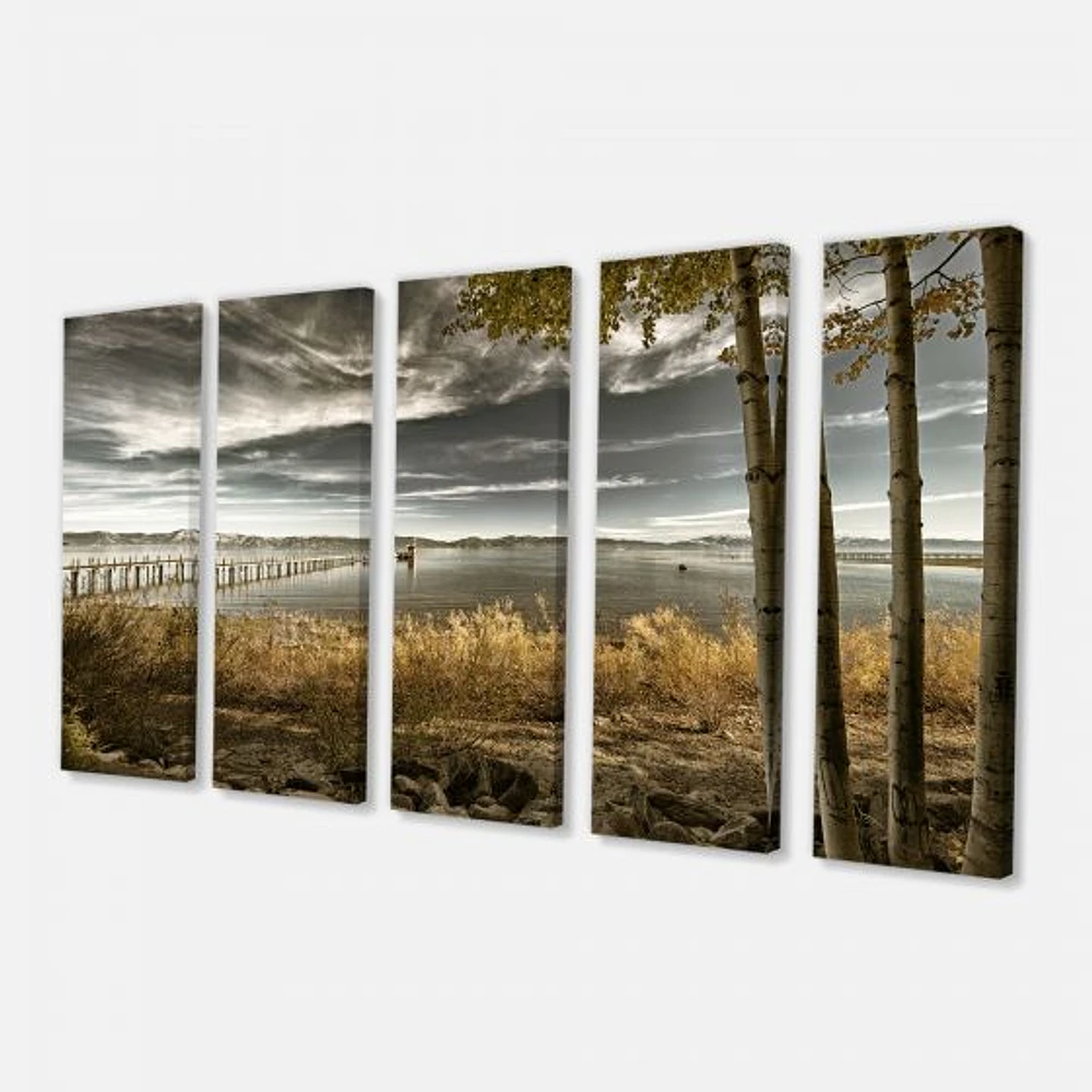 Pier Brown Lake  Canvas Art Print