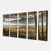 Pier Brown Lake  Canvas Art Print
