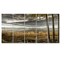Pier Brown Lake  Canvas Art Print