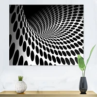 Waves and Circles Black White  Art Canvas Print