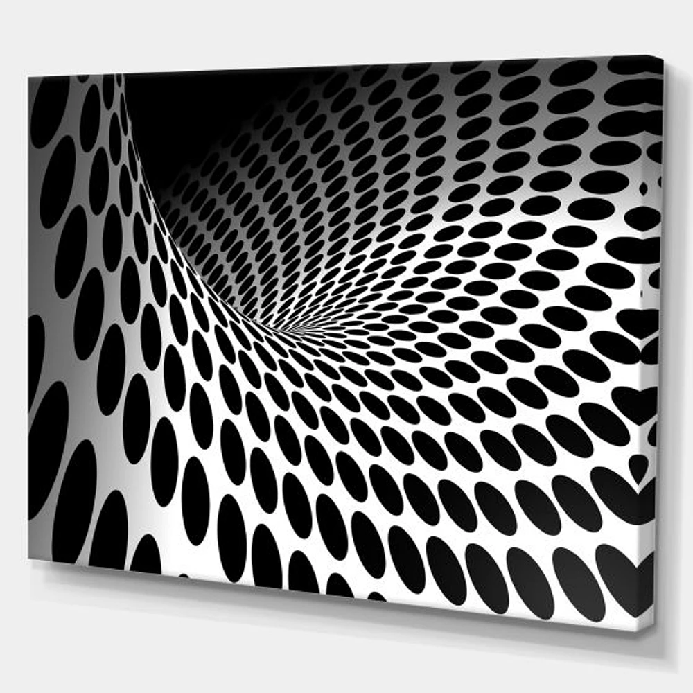 Waves and Circles Black White  Art Canvas Print