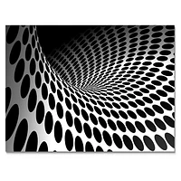 Waves and Circles Black White  Art Canvas Print