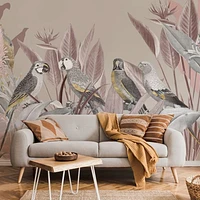 Silver Macaw Jungle Wallpaper Mural