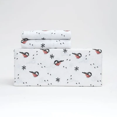 Winter Birds Flannel Sheet Set